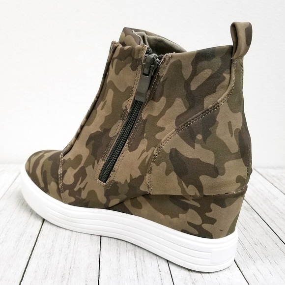 Camouflage Wedge High Top Platform Sneakers 5.5 - Picture 3 of 4